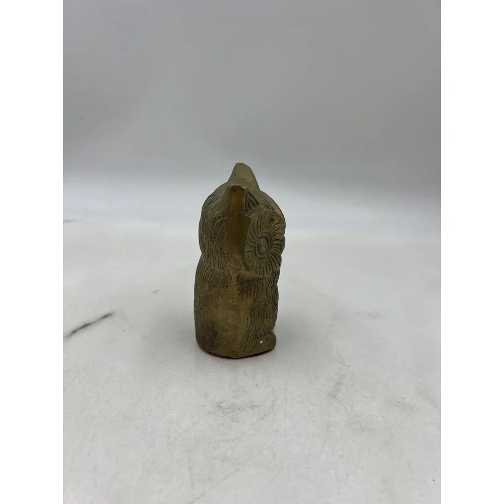 Vintage Brass Owl Figurine Paperweight 4.75